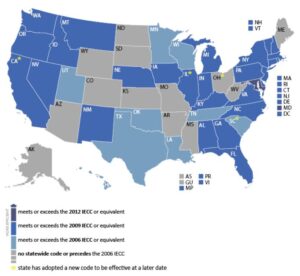 IECC adoption code map Duct Envelope Testing